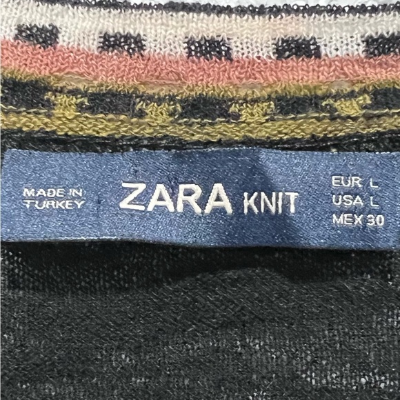 Zara Black Knit Dress with Multicolor Trim L - Picture 2 of 10